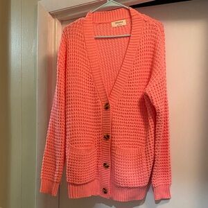 Zenana Outfitters Pink Button-Up Cardigan